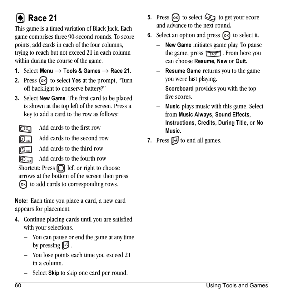 Race 21 | Kyocera KX5 User Manual | Page 68 / 80