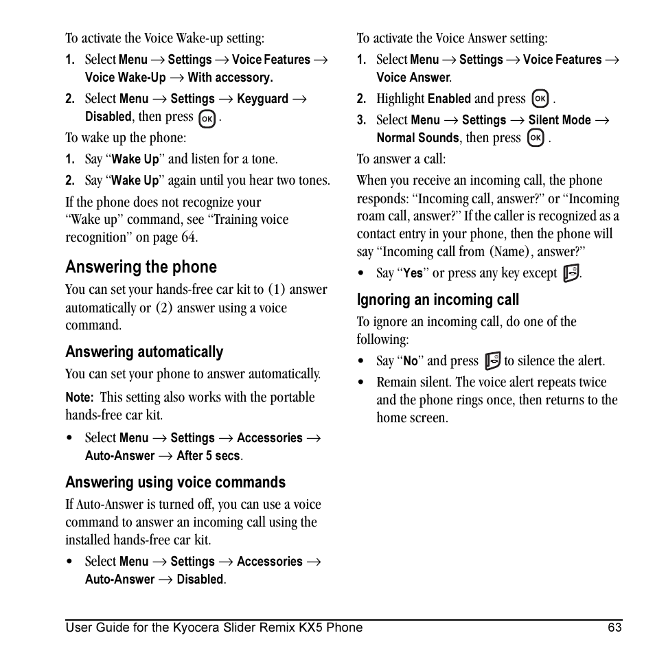 Answering the phone | Kyocera KX5 User Manual | Page 71 / 80