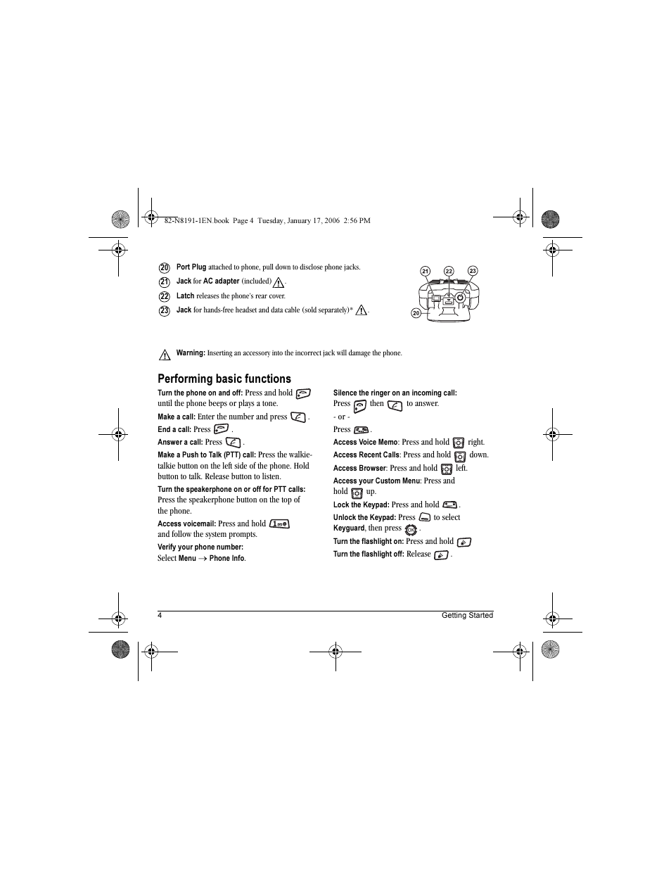 Performing basic functions | Kyocera KX12 User Manual | Page 12 / 72