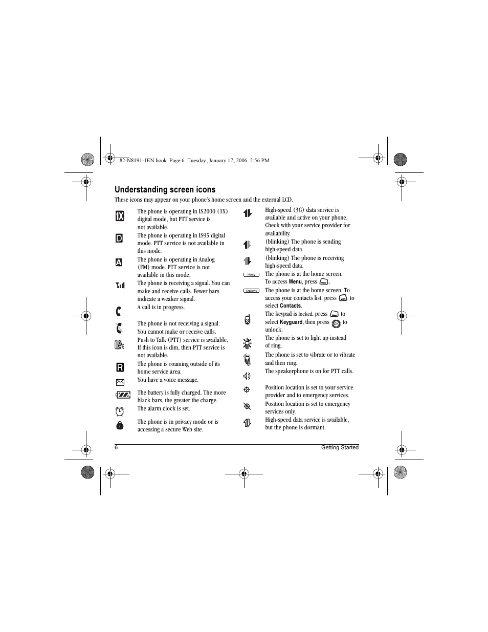 Understanding screen icons | Kyocera KX12 User Manual | Page 14 / 72