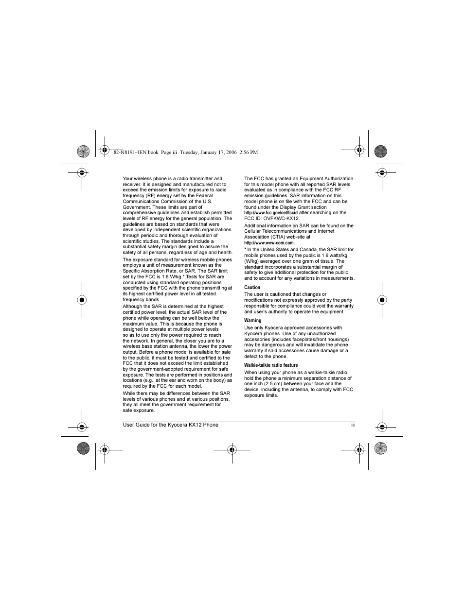 Kyocera KX12 User Manual | Page 3 / 72