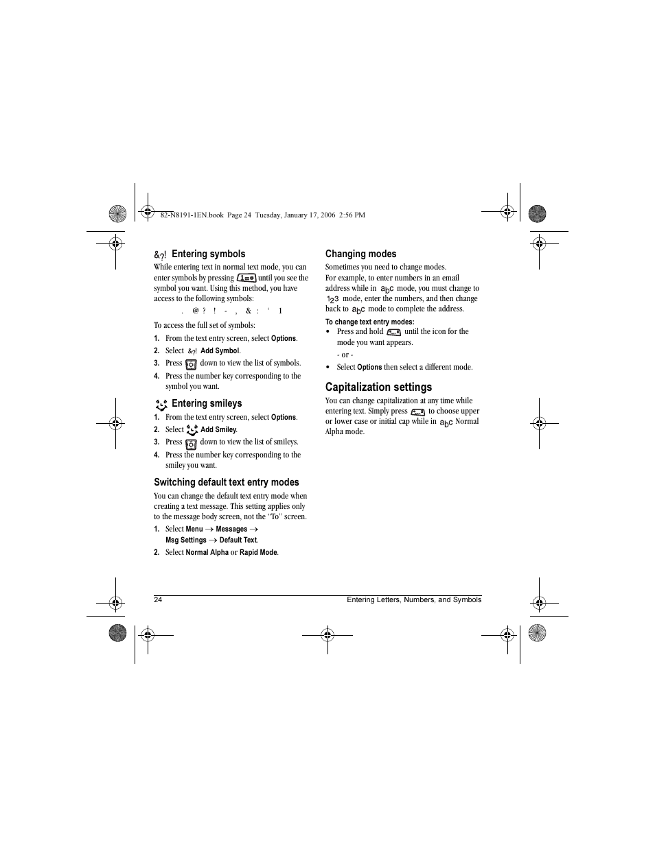 Capitalization settings | Kyocera KX12 User Manual | Page 32 / 72