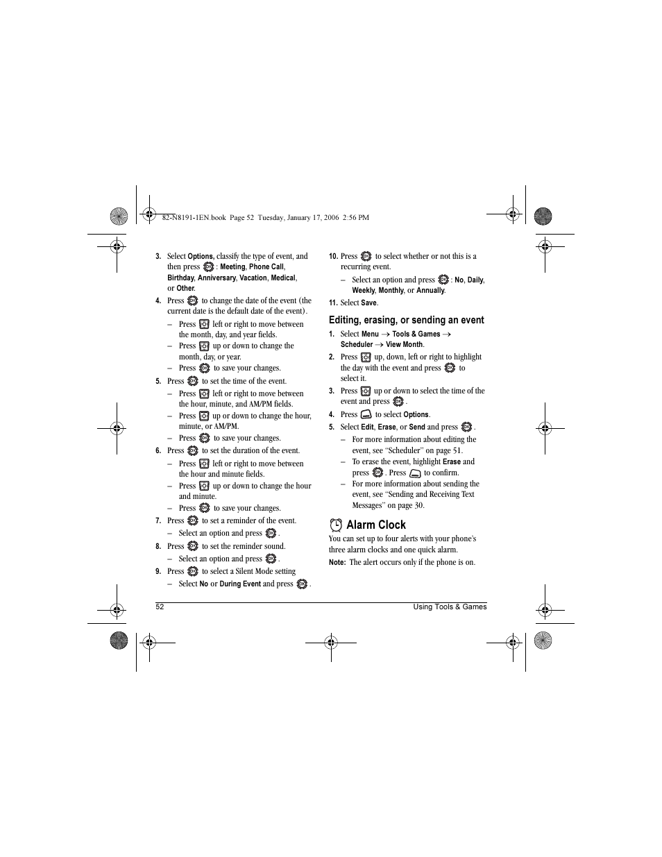 Alarm clock | Kyocera KX12 User Manual | Page 60 / 72