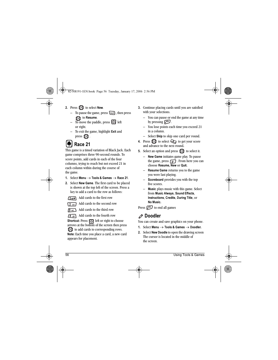 Race 21, Doodler | Kyocera KX12 User Manual | Page 64 / 72