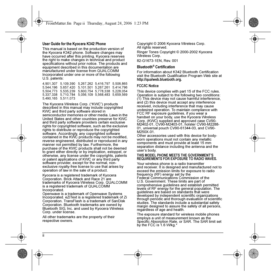 Kyocera K342 User Manual | Page 2 / 80
