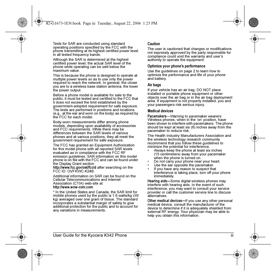 Kyocera K342 User Manual | Page 3 / 80
