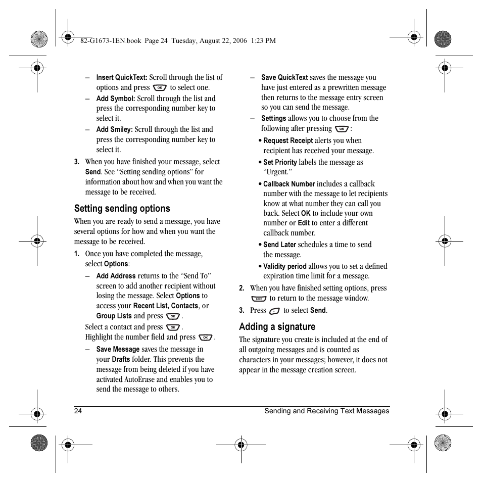Setting sending options, Adding a signature | Kyocera K342 User Manual | Page 30 / 80