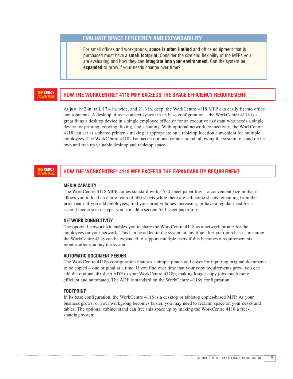 Evaluate space efficiency and expandability | Kyocera 4118 User Manual | Page 11 / 16