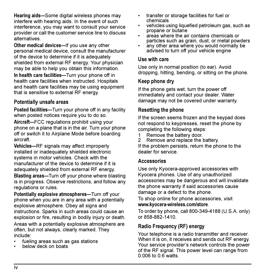 Kyocera Prisma KX17 User Manual | Page 4 / 48