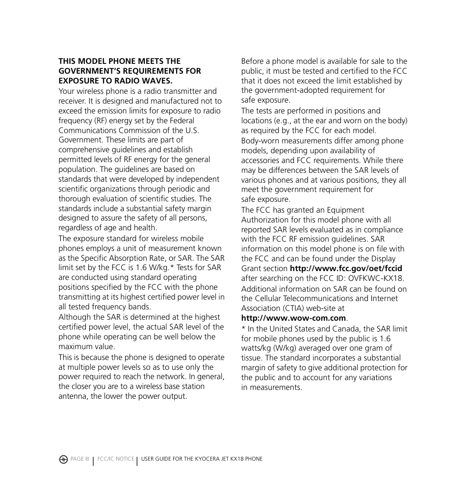 Kyocera Jet KX18 User Manual | Page 3 / 95
