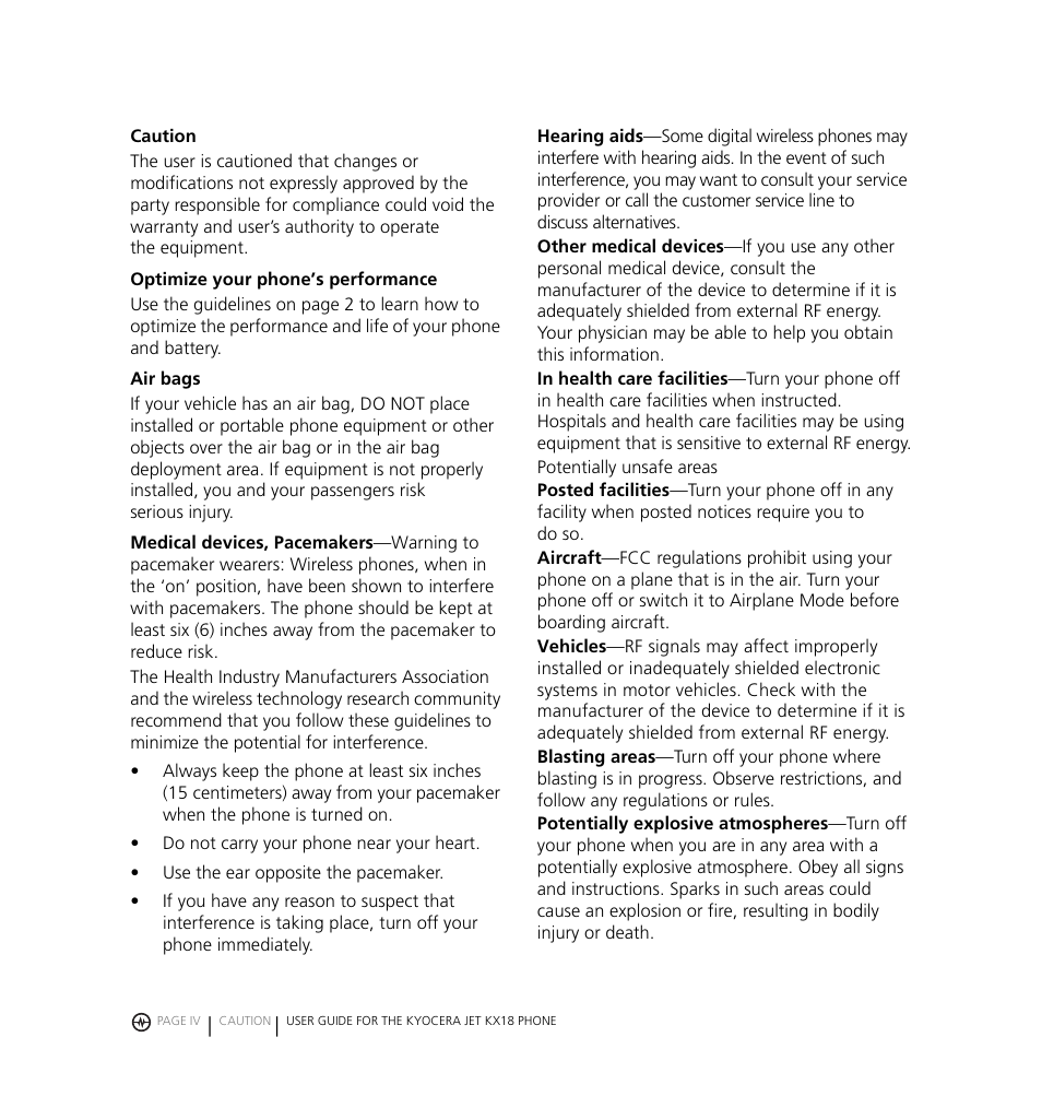 Kyocera Jet KX18 User Manual | Page 4 / 95