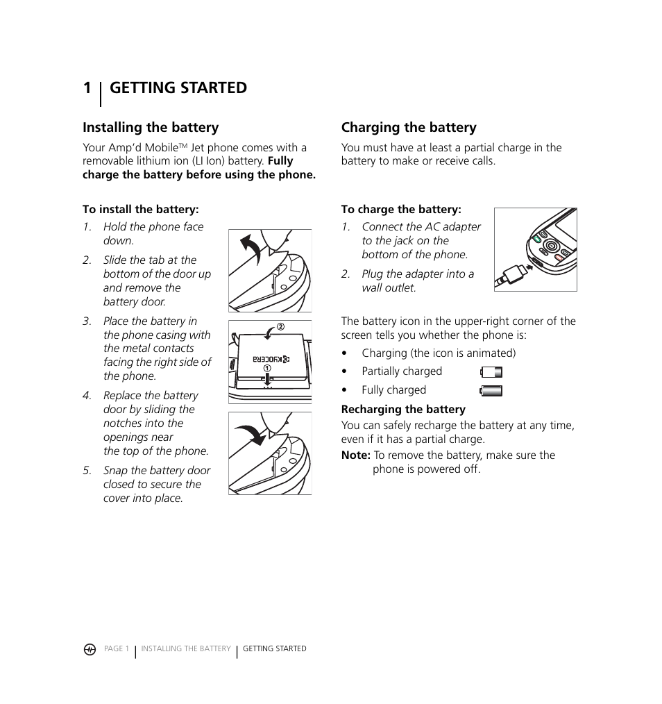 1getting started | Kyocera Jet KX18 User Manual | Page 9 / 95