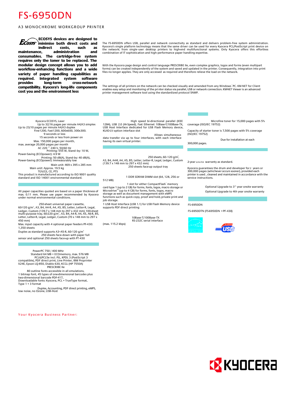 Fs-6950dn | Kyocera FS-6950DN User Manual | Page 2 / 2
