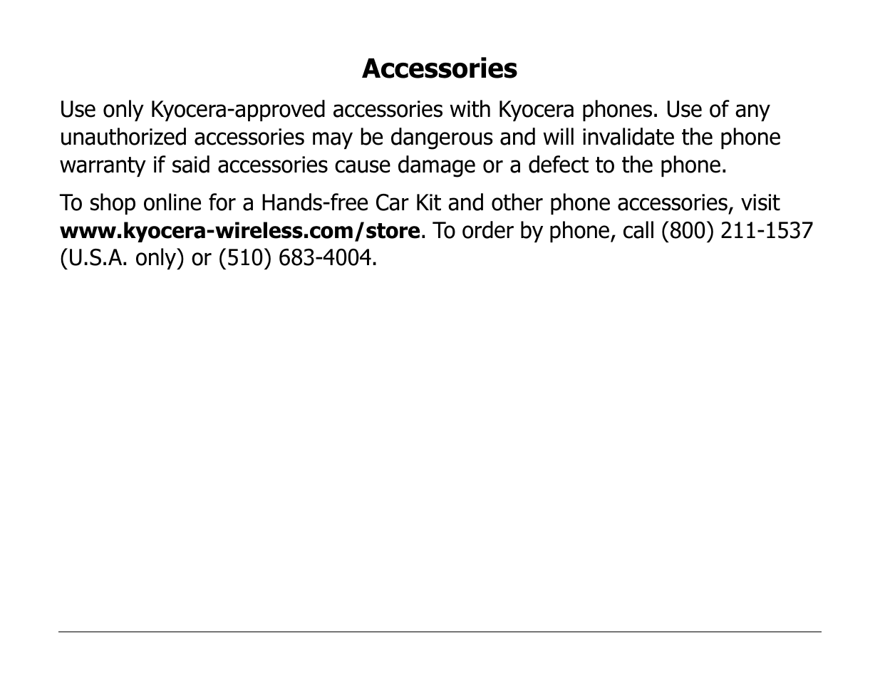 Accessories | Kyocera Phone 2235 User Manual | Page 13 / 136