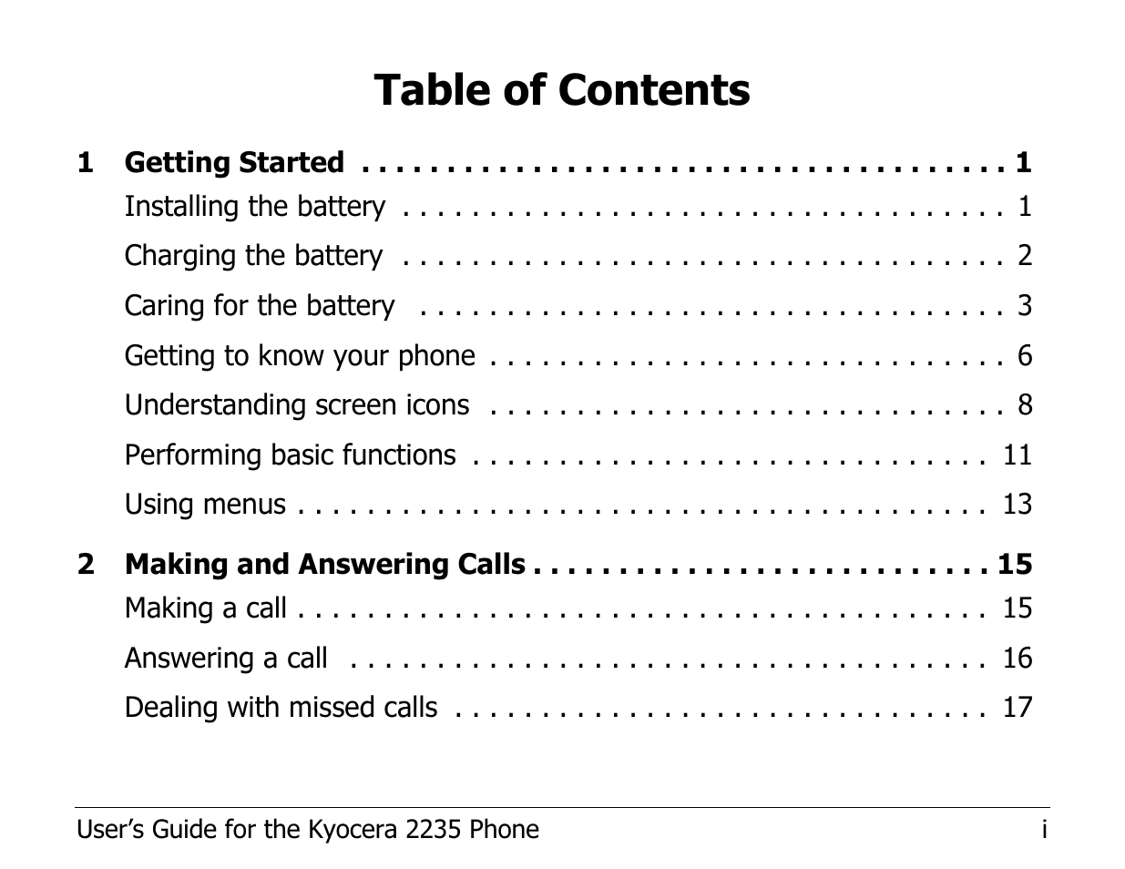 Kyocera Phone 2235 User Manual | Page 17 / 136