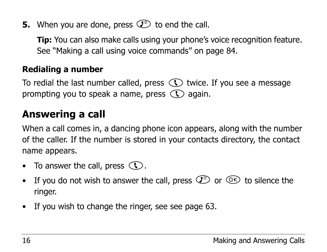 Answering a call | Kyocera Phone 2235 User Manual | Page 36 / 136