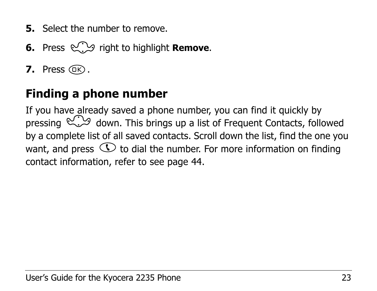 Finding a phone number | Kyocera Phone 2235 User Manual | Page 43 / 136