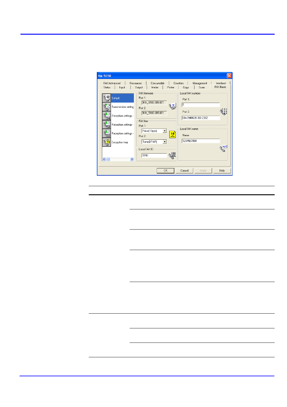 Fax basic tab | Kyocera KM-NET User Manual | Page 26 / 64