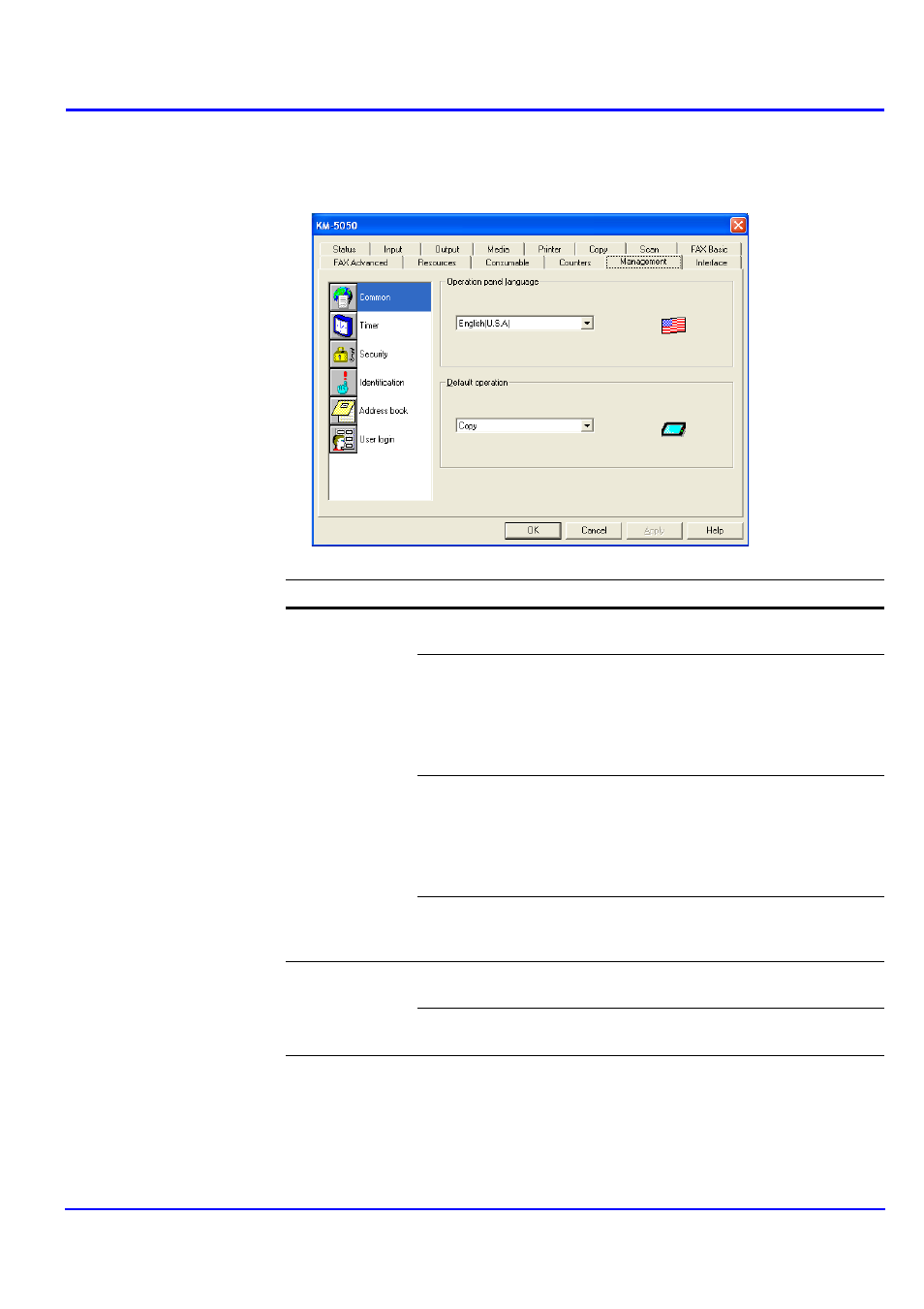 Management tab | Kyocera KM-NET User Manual | Page 33 / 64