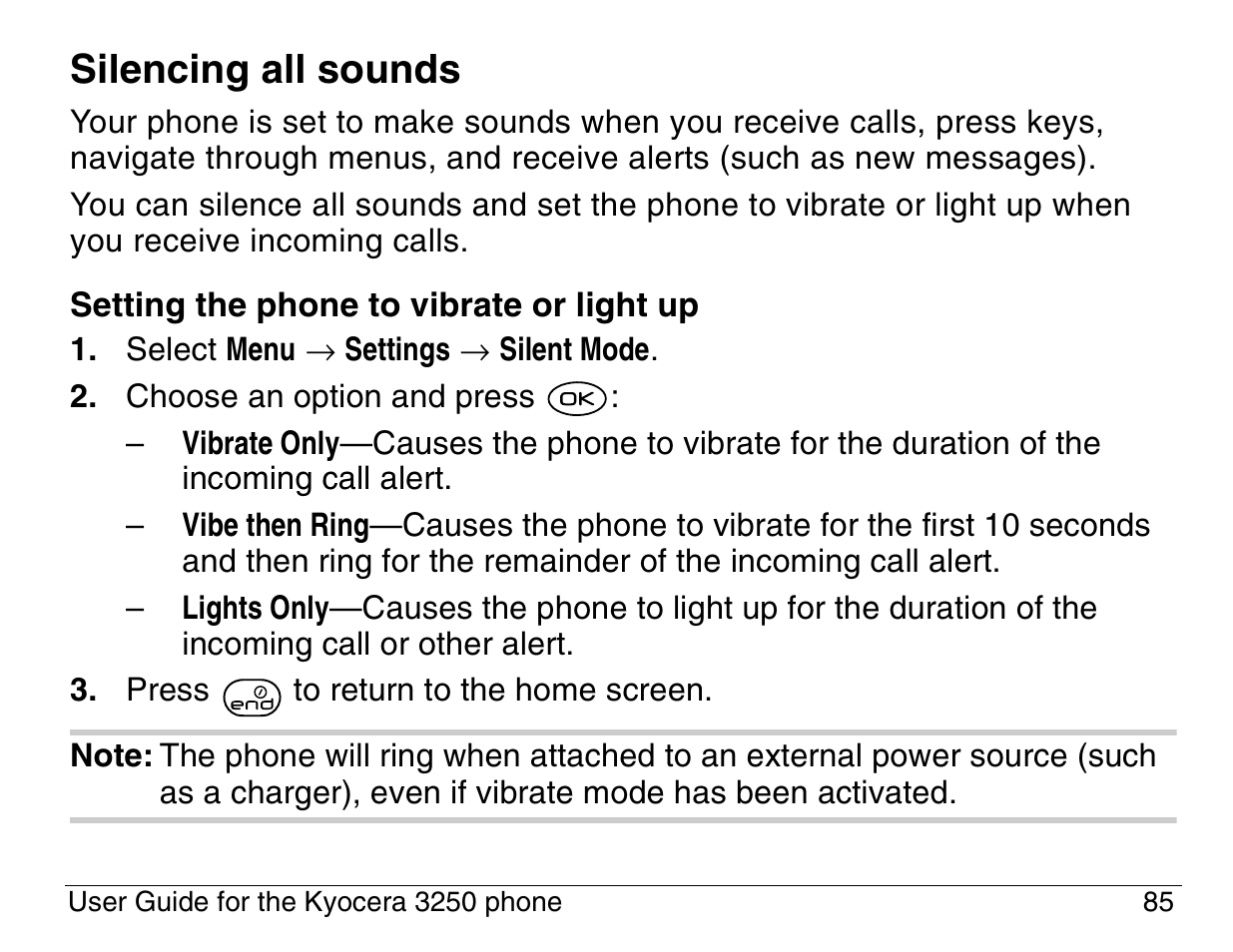 Silencing all sounds | Kyocera 3200 series User Manual | Page 103 / 155