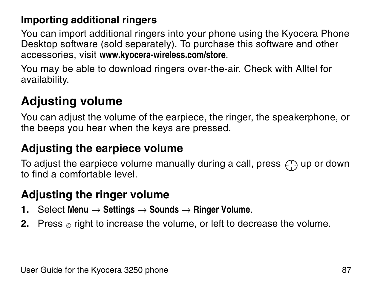 Adjusting volume | Kyocera 3200 series User Manual | Page 105 / 155