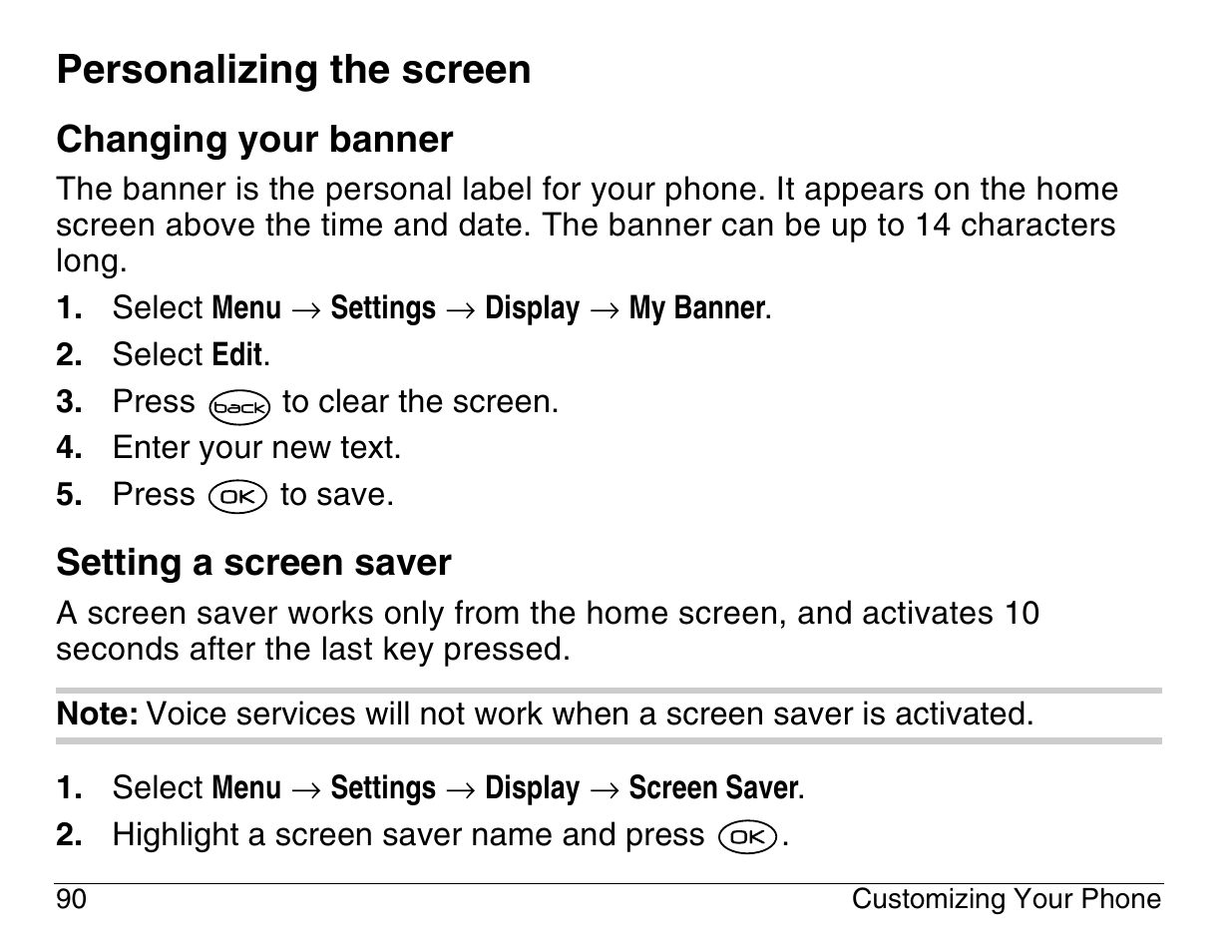 Personalizing the screen | Kyocera 3200 series User Manual | Page 108 / 155