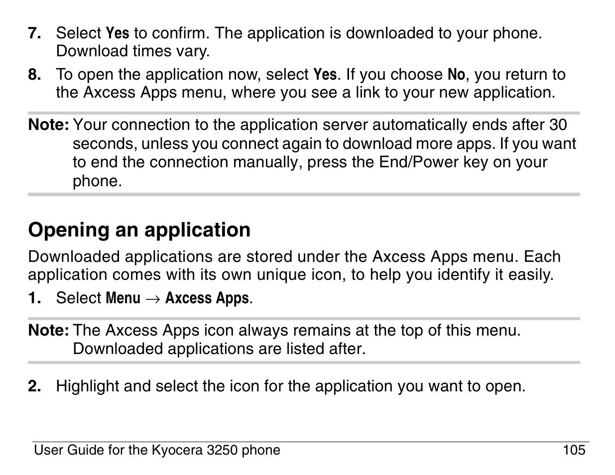 Opening an application | Kyocera 3200 series User Manual | Page 123 / 155