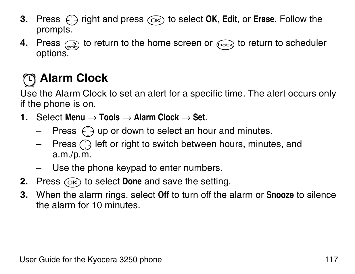 Alarm clock | Kyocera 3200 series User Manual | Page 135 / 155