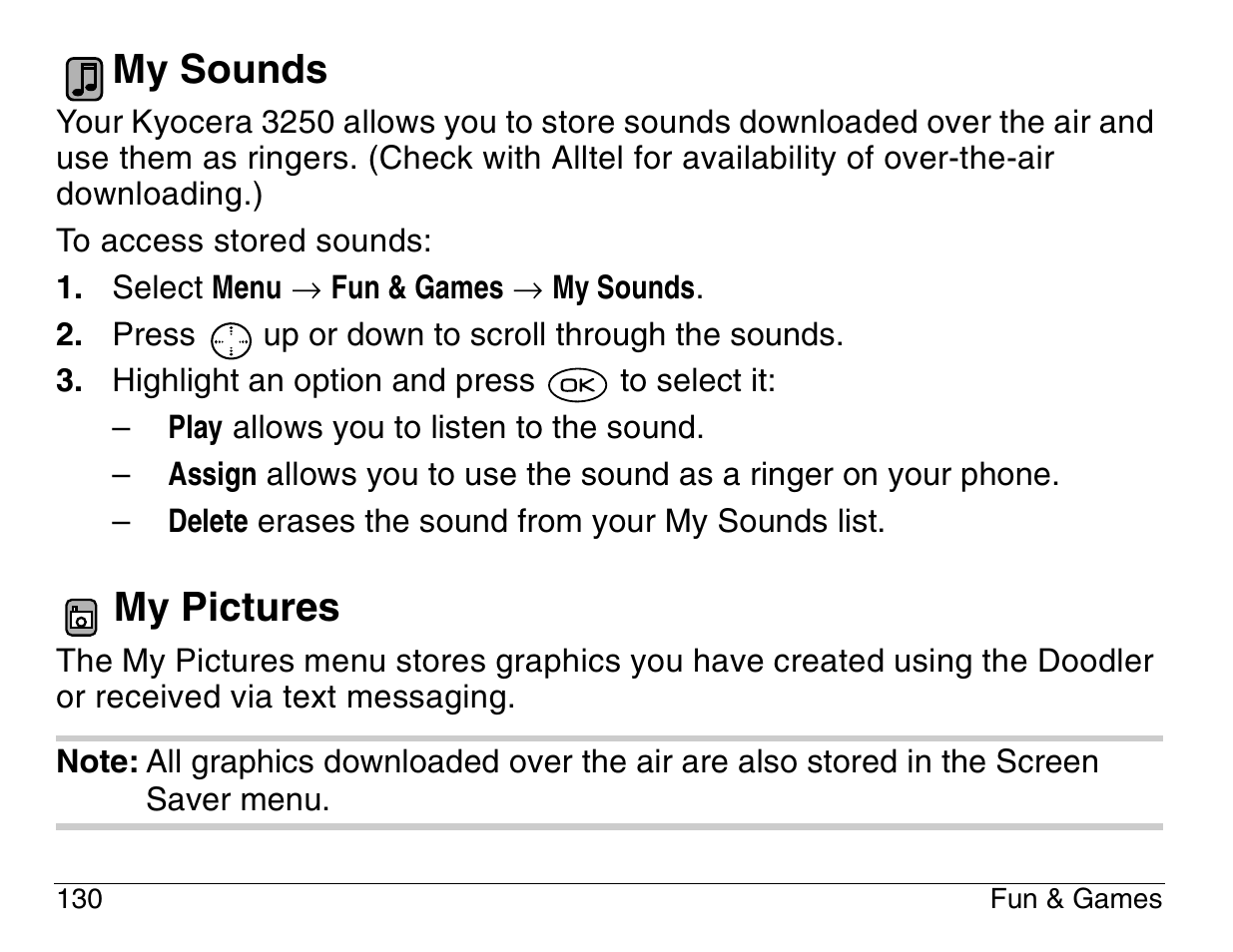 My sounds, My pictures | Kyocera 3200 series User Manual | Page 148 / 155