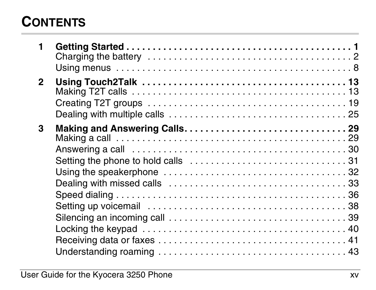 Ontents | Kyocera 3200 series User Manual | Page 15 / 155