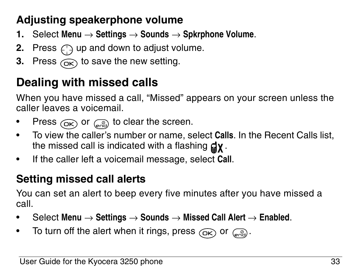 Dealing with missed calls | Kyocera 3200 series User Manual | Page 51 / 155