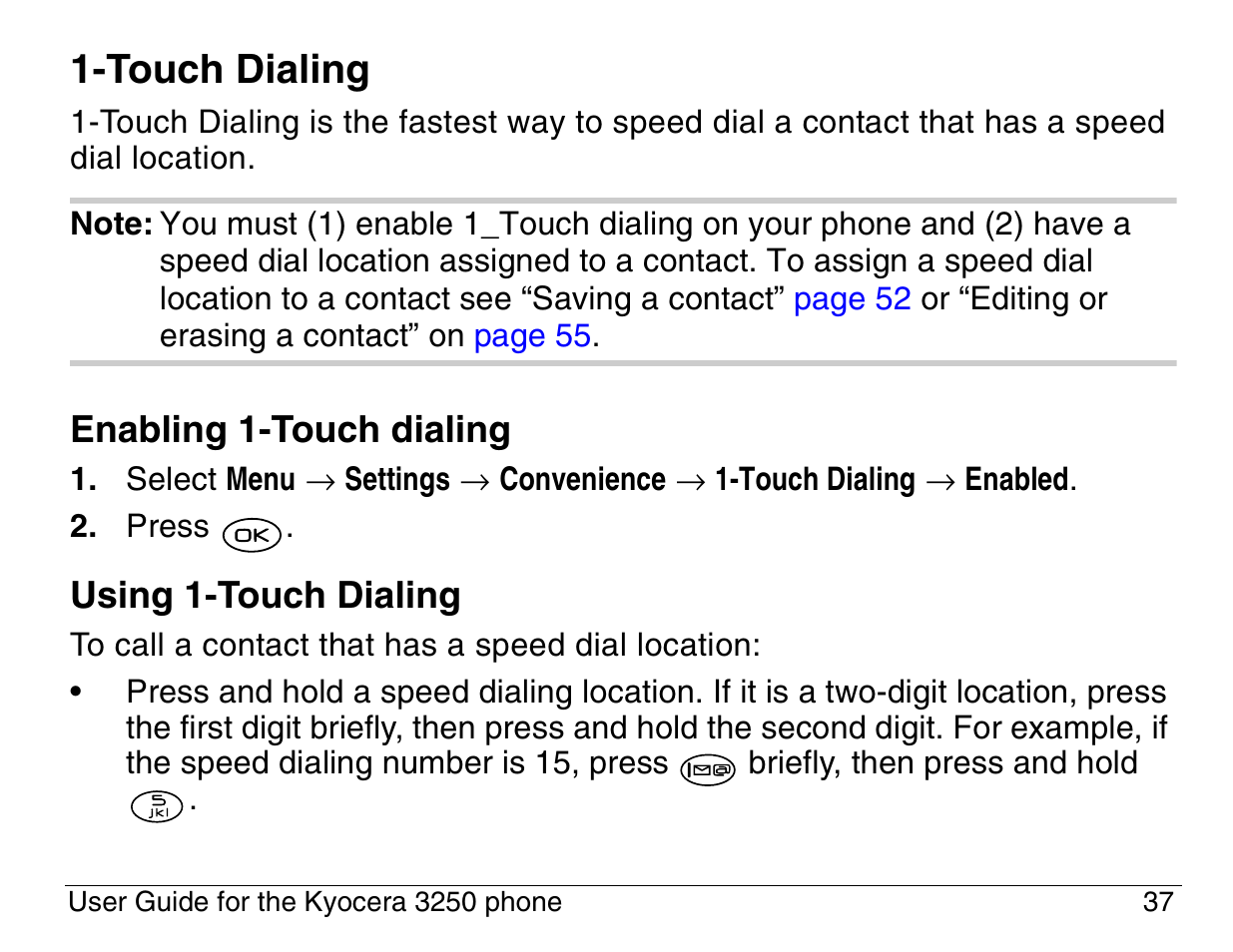 Touch dialing | Kyocera 3200 series User Manual | Page 55 / 155