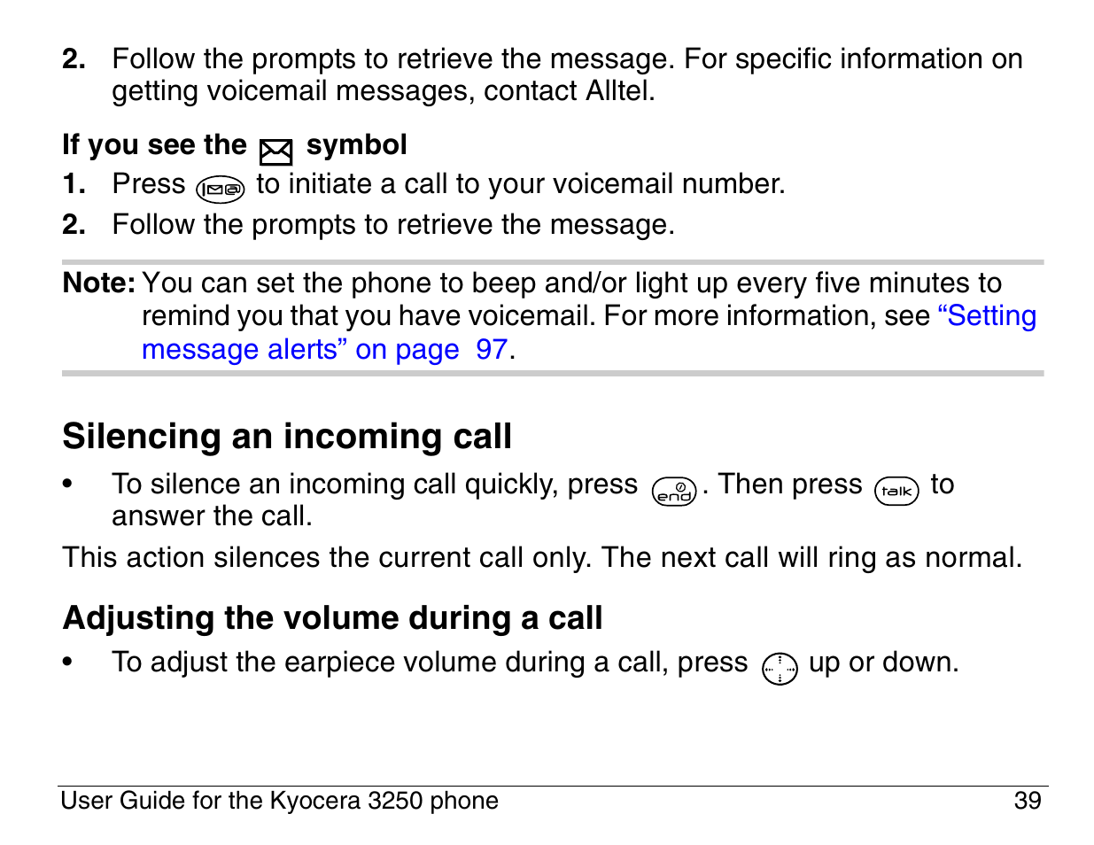 Silencing an incoming call | Kyocera 3200 series User Manual | Page 57 / 155