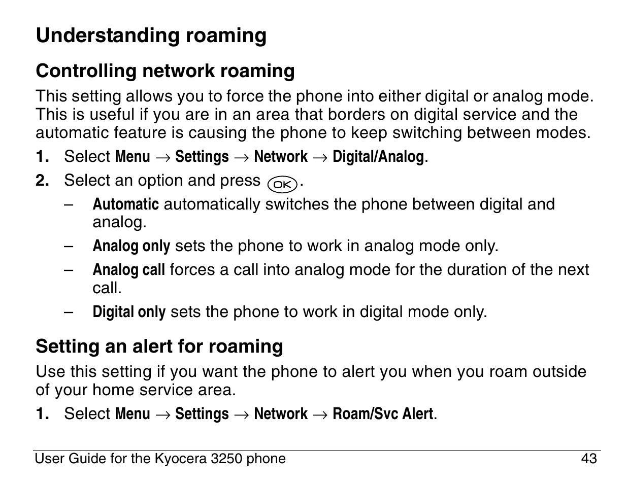 Understanding roaming | Kyocera 3200 series User Manual | Page 61 / 155