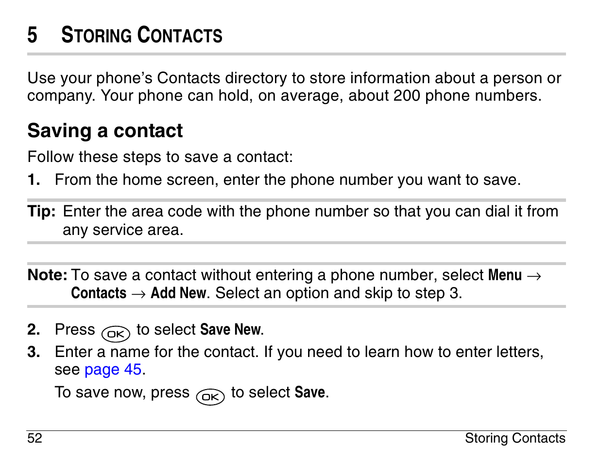 Saving a contact | Kyocera 3200 series User Manual | Page 70 / 155