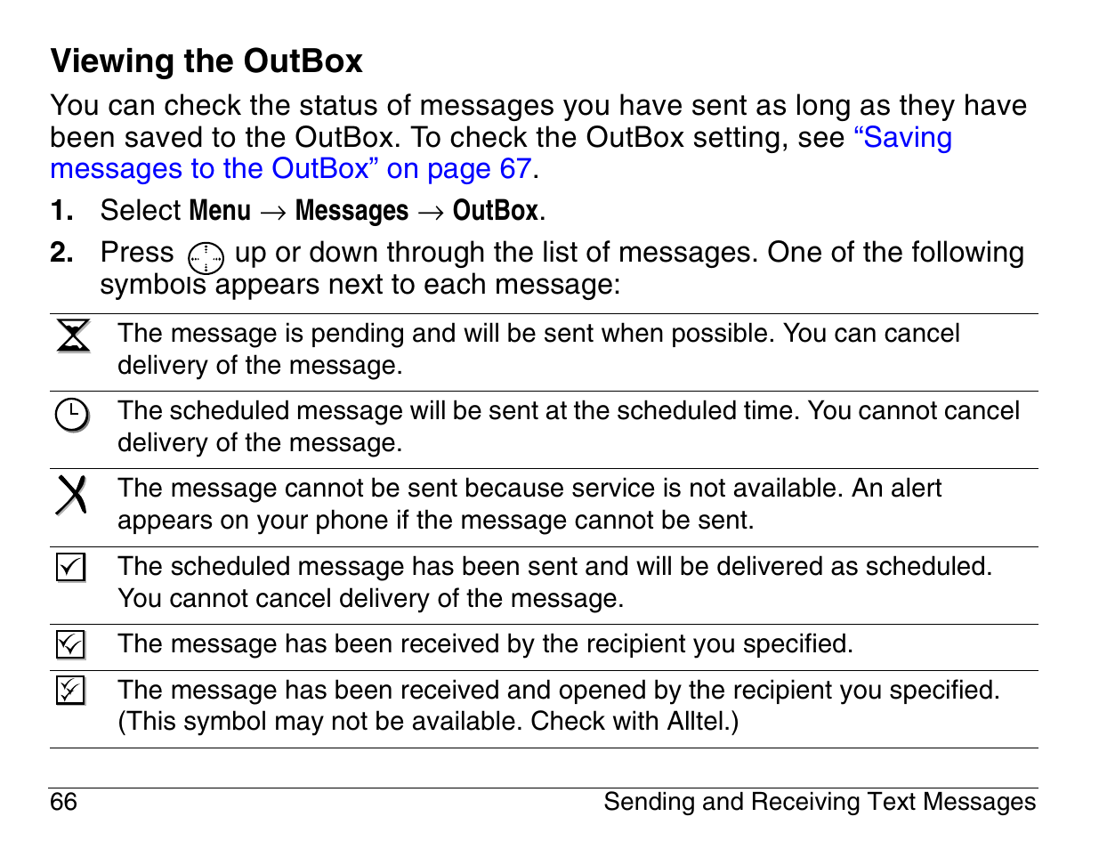 Viewing the outbox | Kyocera 3200 series User Manual | Page 84 / 155