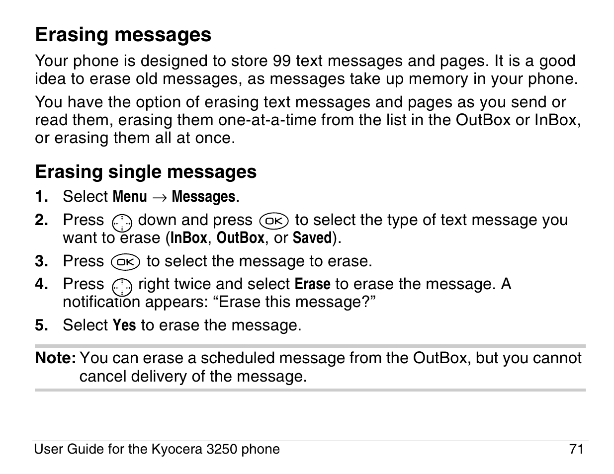 Erasing messages | Kyocera 3200 series User Manual | Page 89 / 155