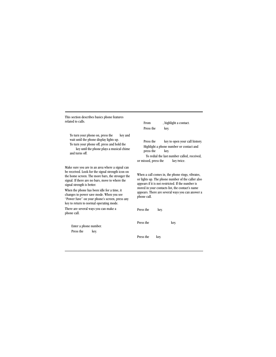 Call features, Power phone up, Make phone calls | Answer phone calls, End phone calls | Kyocera Jax S1300 User Manual | Page 14 / 68