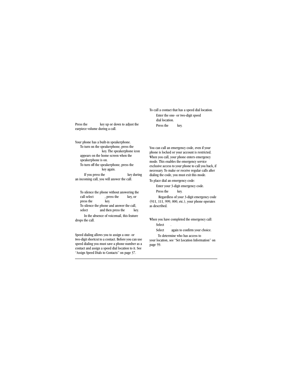 Volume control, Use speed dialing, Emergency services | Kyocera Jax S1300 User Manual | Page 15 / 68