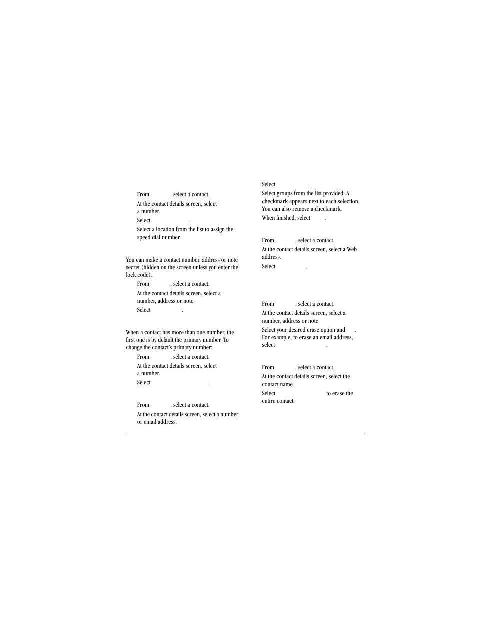 Erase contacts | Kyocera Jax S1300 User Manual | Page 37 / 68