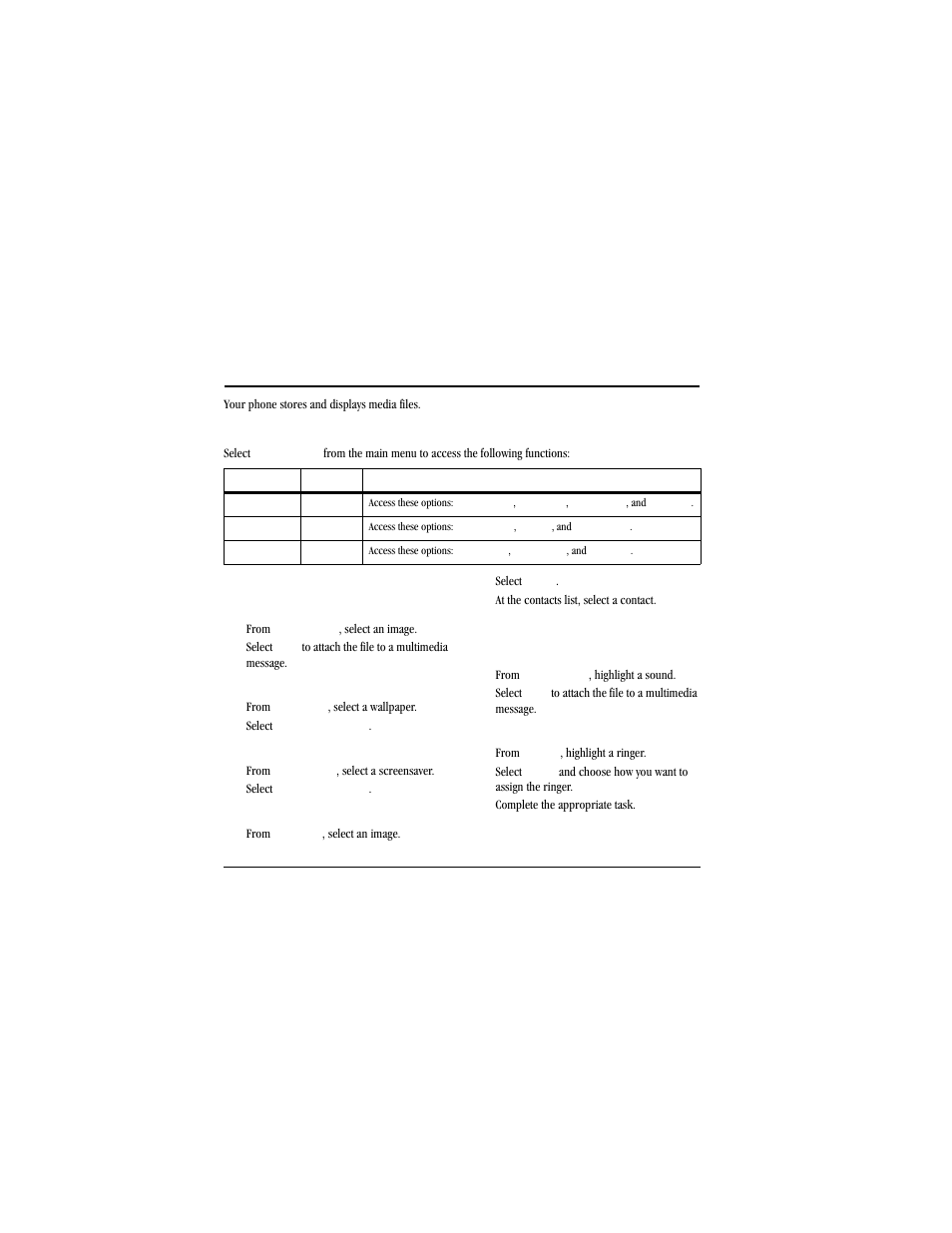 Media gallery, Media gallery menu, Images | Sounds | Kyocera Jax S1300 User Manual | Page 40 / 68