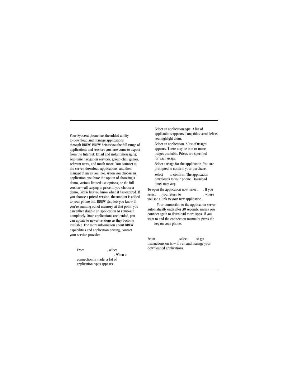 Games & apps, How does brew work, Download an application | Access help for games & apps | Kyocera Jax S1300 User Manual | Page 44 / 68