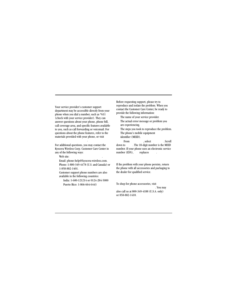 Get help, Customer support, Qualified service | Phone accessories, 13 get help | Kyocera Jax S1300 User Manual | Page 62 / 68