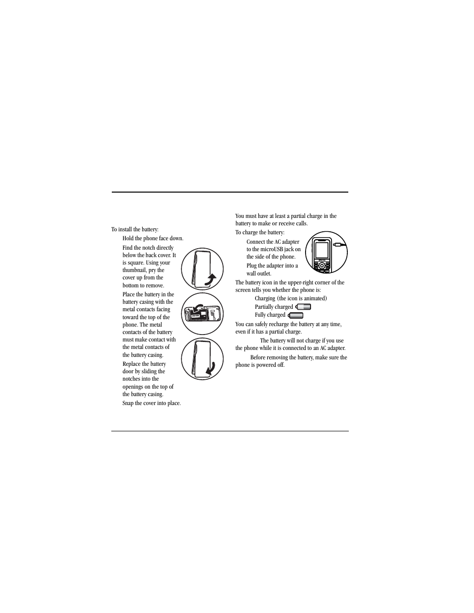 Get started, Phone battery | Kyocera Jax S1300 User Manual | Page 8 / 68
