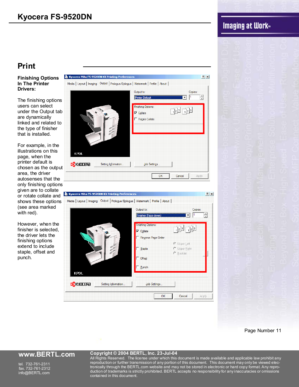 Imaging at work, Kyocera fs-9520dn, Print | Kyocera FS-9520DN User Manual | Page 12 / 16