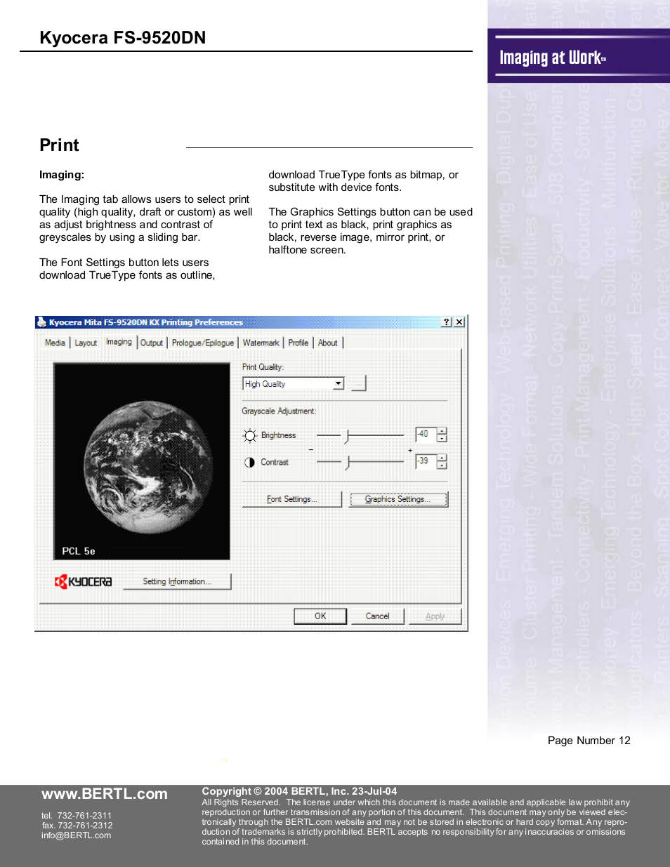 Imaging at work, Kyocera fs-9520dn, Print | Kyocera FS-9520DN User Manual | Page 13 / 16