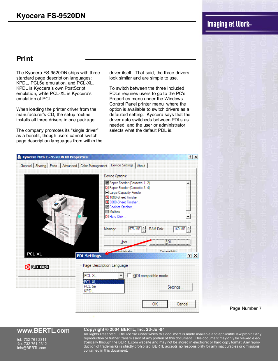 Imaging at work, Kyocera fs-9520dn, Print | Kyocera FS-9520DN User Manual | Page 8 / 16