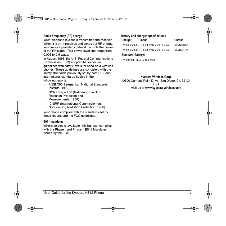 Kyocera K312 User Manual | Page 5 / 72