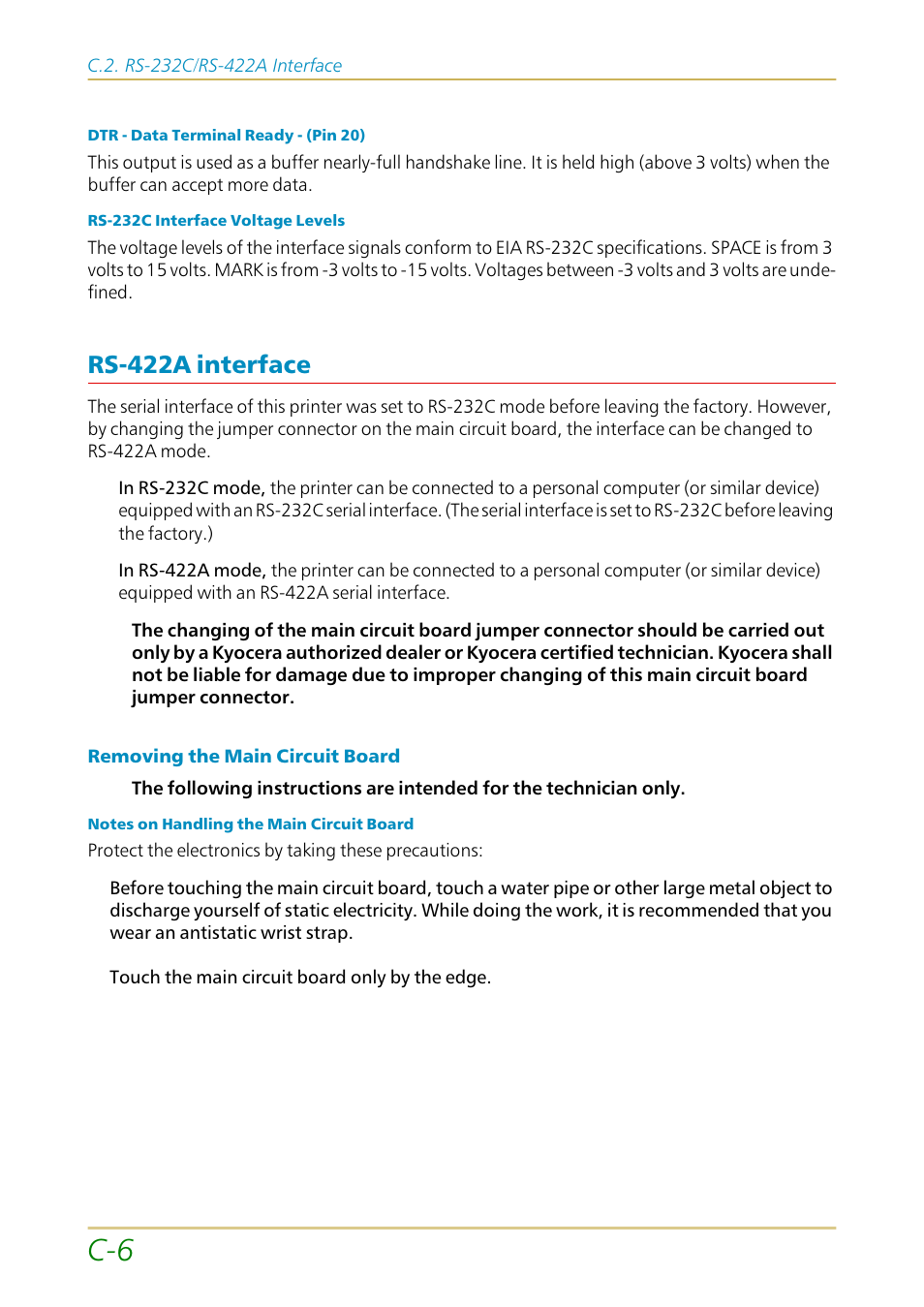 Rs-422a interface | Kyocera FS-1700 User Manual | Page 142 / 154