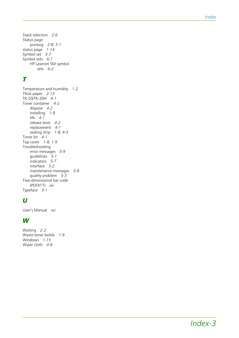 Index-3 | Kyocera FS-1700 User Manual | Page 152 / 154